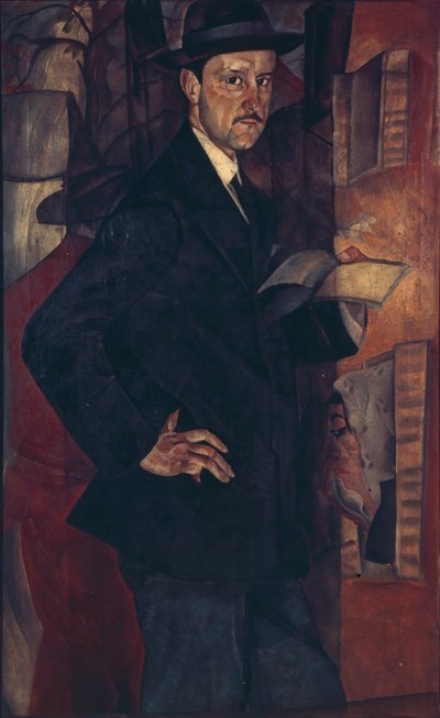 Portræt af kunstneren Mstislav Dobuzhinsky 1875-1957, 1917 af Boris Dmitrievich Grigoriev