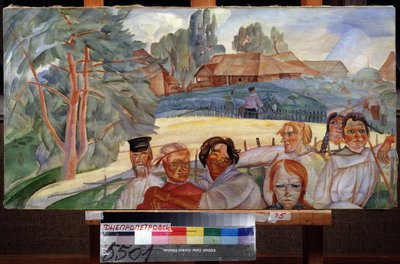Rusland. I serien Ruslands ansigter (Rusland, fra cyklussen Ruslands ansigter). Værk af Boris Dmitryevich Grigoriev (1886-1939), akvarel og gouache på papir, omkring 1917, russisk avantgarde, 20. århundrede, ekspressionisme. Statens Kunstmuseum, Dniprope af Boris Dmitrievich Grigoriev