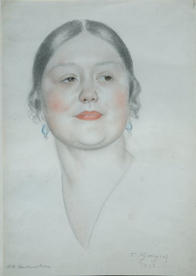 Portræt af Maria Dmitrievna Shostakovich, 1923 af Boris Mikhailovich Kustodiev