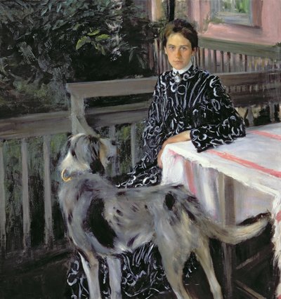 Portræt af Julia Jevstafievna Kustodieva (1880-1942), kunstnerens hustru, 1903 af Boris Mikhailovich Kustodiev