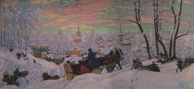 fastelavn, 1916 af Boris Mikhailovich Kustodiev