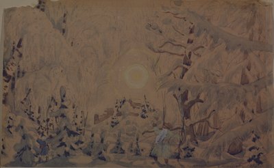 Scenedesign til operaen The Snow Maiden af N. Rimsky-Korsakov, 1910 af Boris Mikhailovich Kustodiev