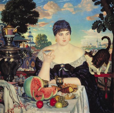 Købmandskonen til Tea af Boris Mikhailovich Kustodiev