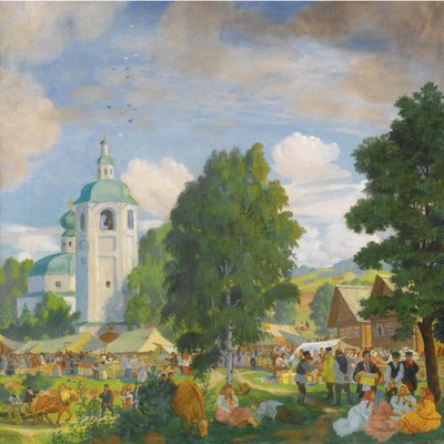 Landsbymessen, 1920 af Boris Mikhailovich Kustodiev
