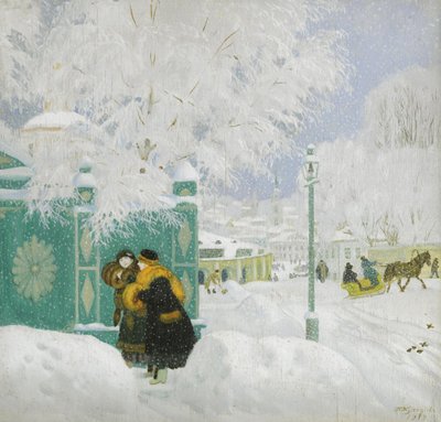 Vinterscene af Boris Mikhailovich Kustodiev