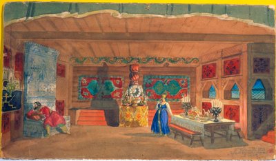 Scenedesign til operaen The Tsars Bride af Nikolai Rimsky-Korsakov, 1920 af Boris Mikhailovich Kustodiev