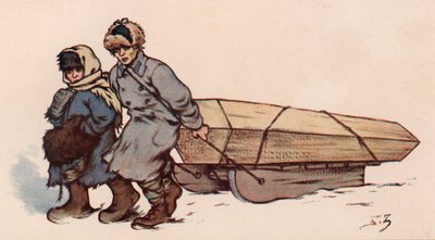 En begravelse i Sovjetrusland (farve litho) af Boris Vasilievich Zvorykin