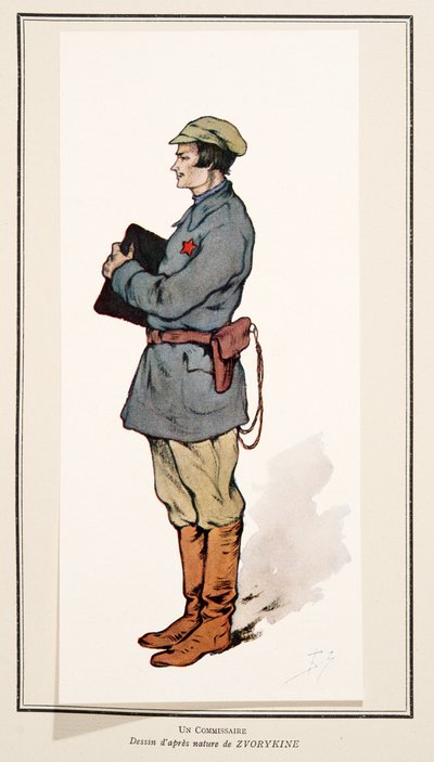 Kommissær fra History of the Soviets, pub. 1922 (farve litho) af Boris Vasilievich Zvorykin