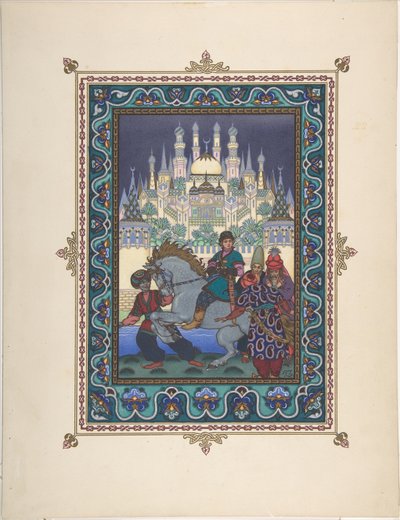 Illustration til eventyret om Ivan Tsarevich, Ildfuglen og den grå ulv, ca. 1925 af Boris Vasilievich Zvorykin