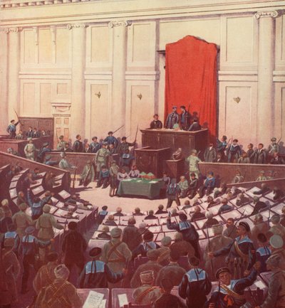 Det eneste møde i den russiske grundlovgivende forsamling i Petrograd efter oktoberrevolutionen af Boris Vasilievich Zvorykin