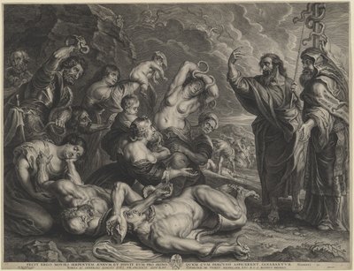 Moses og den skamløse slange af Boëtius Adams Bolswert, after Sir Peter Paul Rubens