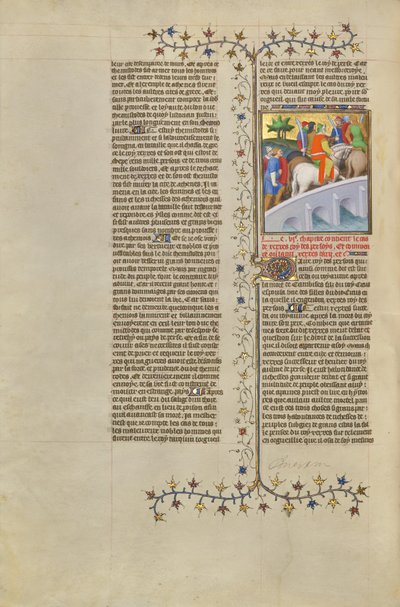 Persernes konge Xerxes krydser en bro med sin hær af Boucicaut Master