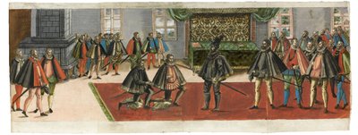En ridder. Fra den pæne Beskrivelse med hvilke statelige Ceremonier..., 1587. af Boys