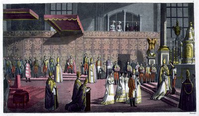 Ungarns primat, der kroner dronningen i Collegiate Church, Westprim, Ungarn, plade 5 fra 