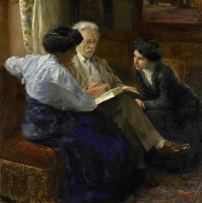 Alphons Marie Antoine Joseph Grandmont (1837-1909), kunstnerens anden mand, underviser to italienske piger af Bramine Hubrecht