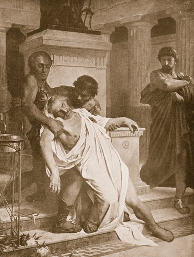 Demosthenes død, illustration fra 