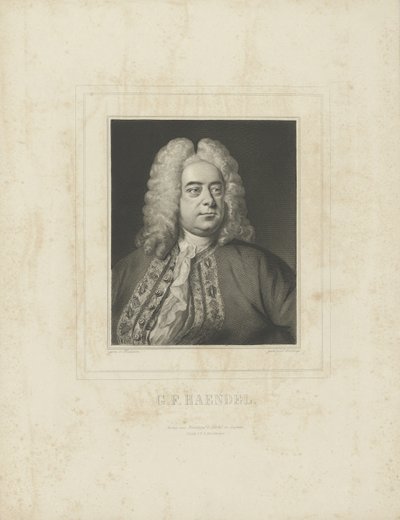 Portræt af komponisten Georg Friedrich Haendel 1685-1759, ca. 1840. af Breitkopf and Härtel