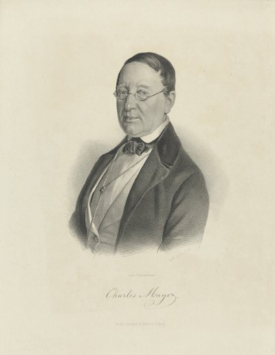 Portræt af pianisten og komponisten Charles Mayer 1799-1862, ca 1854. af Breitkopf and Härtel