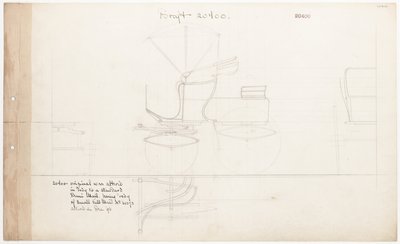 Arbejdstegning til Demi-Mail Phaeton, nr. 20400 af Brewster and Co.