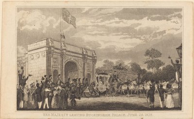 Hendes Majestæt forlader Buckingham Palace, 28. juni 1838 [venstre halvdel] af British 19th Century