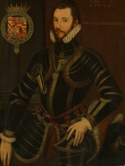 Portræt af Walter Devereux 1539-1576, første jarl af Essex, dateret 1572. af British Painter.