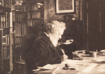 William Morris i hans bibliotek i Kelmscott House, Hammersmith af British Photographer