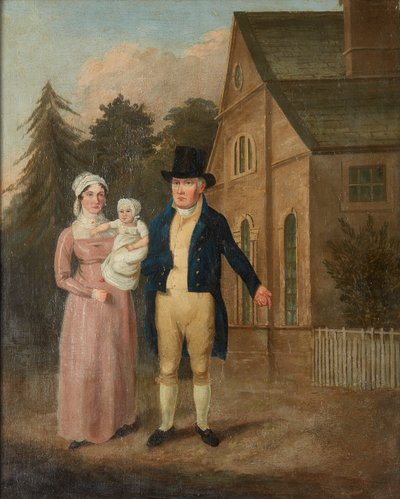 Et gruppeportræt af Jasper Ryles og familie (olie på lærred) af British School