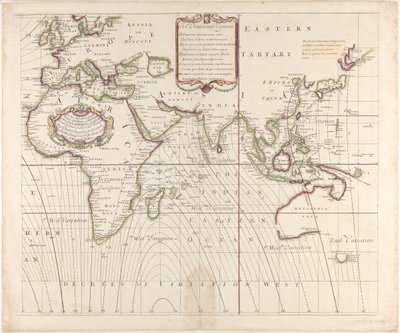 Et nyt og korrekt søkort over hele verden, der viser kompassets variationer, som de blev fundet i år 1700. af British School