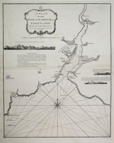 En plan over vejen og havnen i Fowey eller Foy af løjtnant James Cook fra Royal Navy af British School
