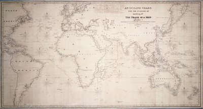 Et oversigtskort, der bruges til at afmærke et skibs rute. af British School