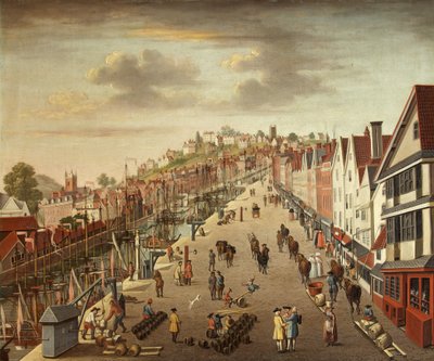 Broad Quay, Bristol, ca. 1760 (olie på lærred) af British School