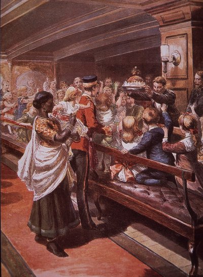 Julemiddag på britisk troppeskib på vej til England fra Indien af British School
