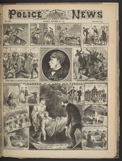 Forside af Illustrated Police News, 29. november 1884 (litho) af British School