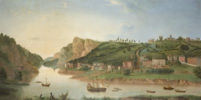 Hotwells, med udsigt over Avon Gorge, ca. 1730 (olie på lærred) af British School