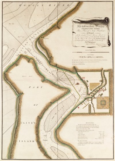 Kort over Hoogly-floden, ca. 1777 (kobberstik) af British School