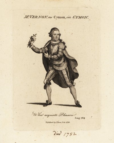 Mrs Joseph Vernon som Cymon synger Thomas Arnes kantate Cymon og Iphigenia af British School