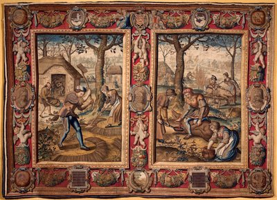 November og december: "" landbrugsarbejde og svineslagtning"" Tapet af Mortlake-fabrikanterne. 1600-tallets gener, Musei di Strada Nuova af British School