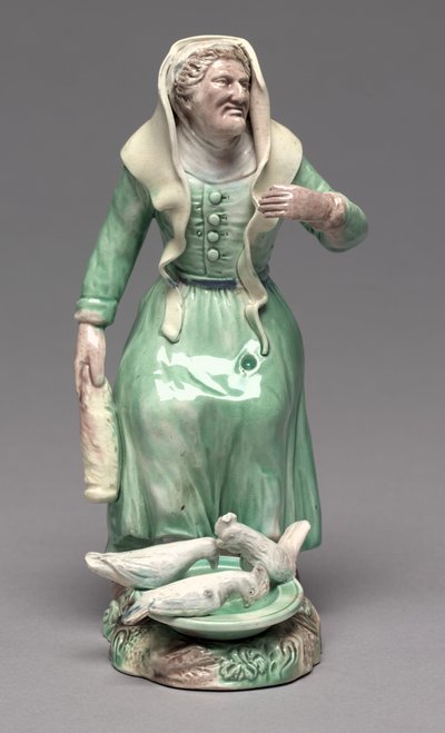 Old Woman Feeding Chickens, Staffordshire Factory, ca. 1770 (lertøj) af British School