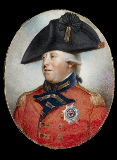Portræt af kong George III (akvarel på elfenben) af British School