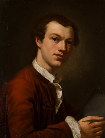 Portræt af en kunstner, muligvis et selvportræt (olie på lærred) af British School