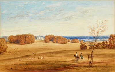 Prospect of Horsley Towers, Surrey (pen og blæk og akvarel) af British School