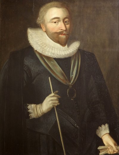 Richard Weston, jarl af Portland, Lord High Treasurer, ca. 1630 (olie på panel) af British School