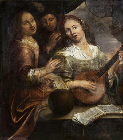 Tre musikere, ca. 1700 (olie på lærred) af British School