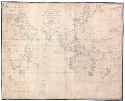 Til officererne i det ærede ostindiske kompagnis tjeneste er dette oversigtskort, der er beregnet til deres brug til at udstikke et skibsspor, med største respekt tilegnet af W. Heather En ny udgave 1830 revideret og korrigeret af J. W. Norie af British School