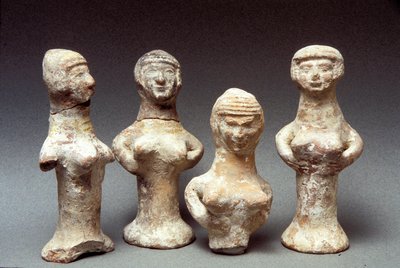 Figurer af Ashera, kanaanæisk, 999-600 f.Kr. (ler) af Bronze Age