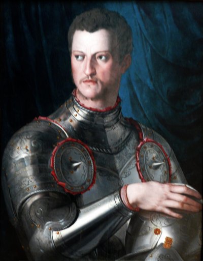 Portræt af Cosimo I dei Medici i rustning. af Bronzino