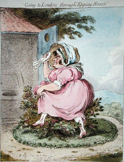 At gå til London gennem Epping Forest, ætset af James Gillray (1757-1815) udgivet af Hannah Humphrey i 1802 (håndfarvet radering) af Brownlow (after) North