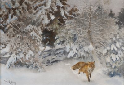 Ræv i vinterlandskab, 1938 af Bruno Andreas Liljefors