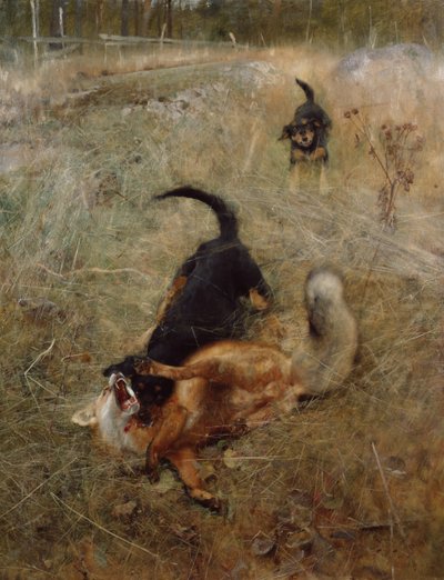 Hunde og ræv af Bruno Andreas Liljefors
