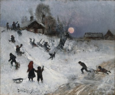 Slædekørsel, 1882 af Bruno Andreas Liljefors